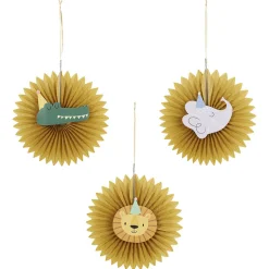 Hot Gifi Éventail à suspendre thème animaux sauvage papier de soie x3