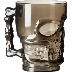 Outlet Gifi Verre plastique forme tête de mort noir Ø9,5xH12,5cm