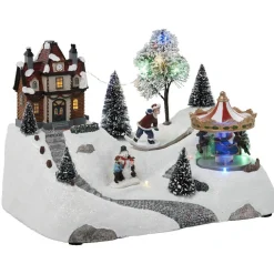 Gifi Village de Noël lumineux 9 led multicolore^ Décoration Extérieure De Noël
